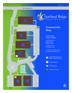 Courtland Ridge Apartments community map located in Saint Charles, MO.